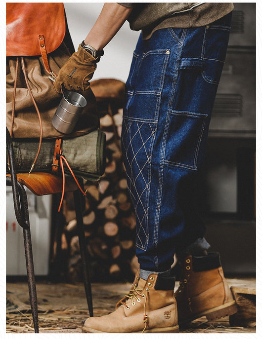 Pantalones Vaqueros Retro Holgados para Hombre con Costuras Brillantes - Image 14