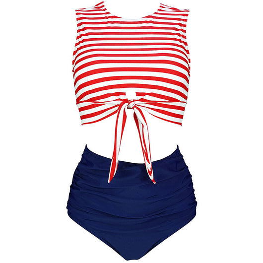 Bikini de Cintura Alta Estilo Europeo Americano - Traje de Baño Dividido - Image 5