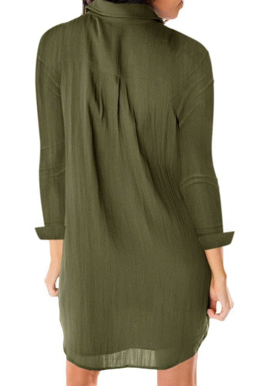Vestido Camisero Holgado de Manga Larga con Bolsillos - Image 11