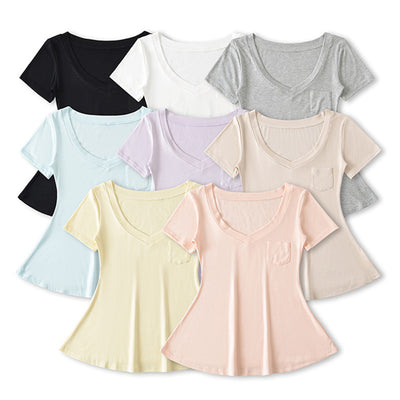 Blusa de Verano Ajustada al Talle con Escote en V y Manga Corta - Image 4
