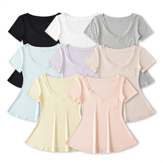 Blusa de Verano Ajustada al Talle con Escote en V y Manga Corta - Image 4