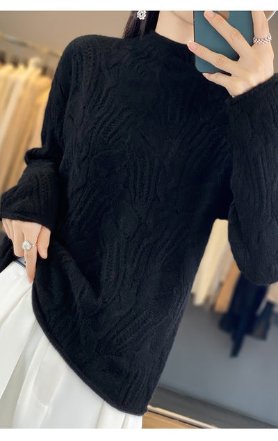 Suéter Hueco Cuello Alto Liso para Otoño e Invierno - Image 19