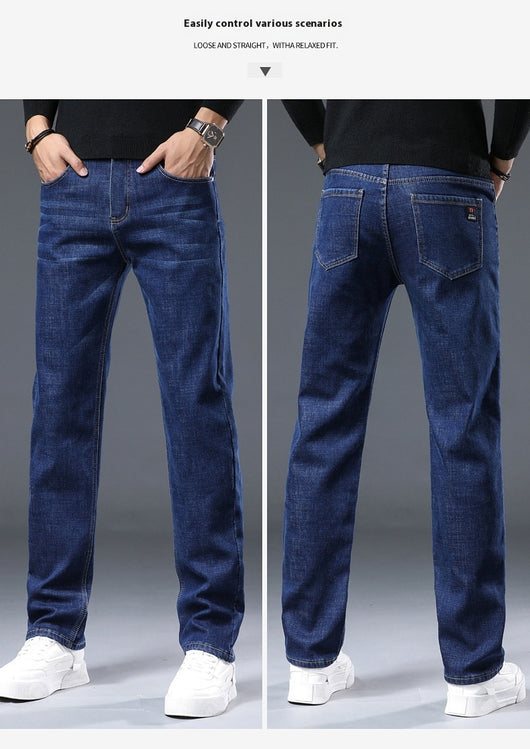 Pantalones Vaqueros Gruesos Forrados en Fleece para Hombre Talla Grande - Image 23