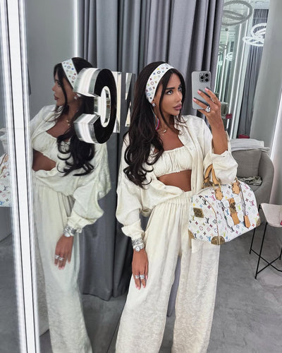 Conjunto de 3 Piezas: Camisa Manga Larga con Solapa, Top Tubo y Pantalón Ancho - Image 26