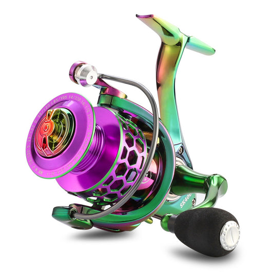 Carrete de Pesca Giratorio Colorido con Diseño de Panal - Image 6
