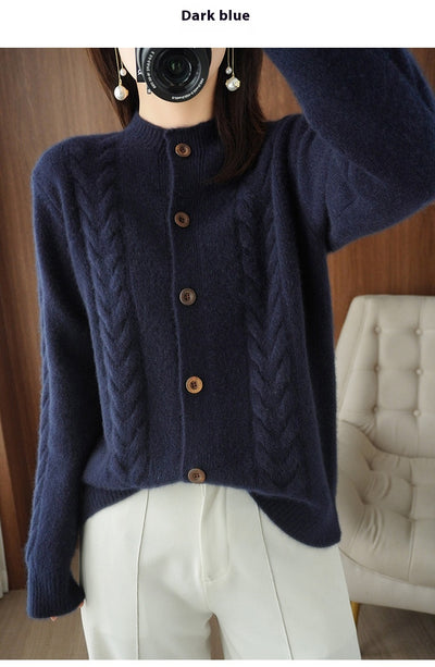 Cardigan Tejido Grueso con Solapa Suelta y Textura Retorcida - Image 11