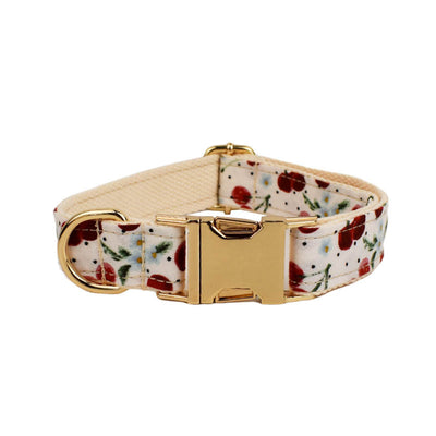 Collar para Mascotas con Estampado de Cerezas, Correa de Tracción y Hebilla Dorada Desprendible - Image 2