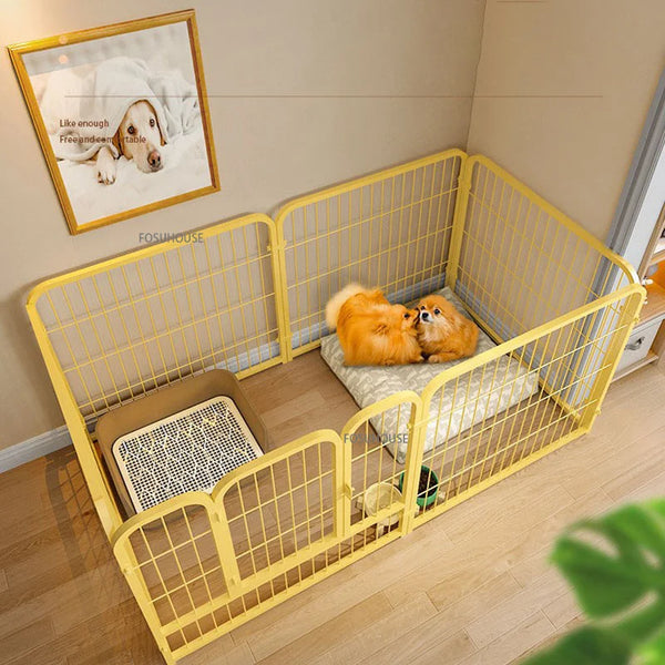 Corral Moderno de Hierro para Perros Pequeños y Medianos - Puerta de Aislamiento Interior