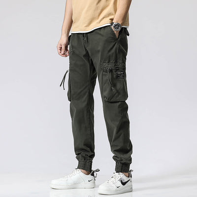 Pantalones de Trabajo Casual Cintura Elástica Hombre Algodón Puro Bolsillos Múltiples - Image 6