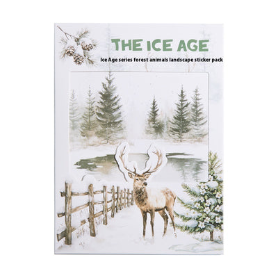 A set of 25 PET stickers featuring winter landscapes, ice castles, deer, wolves, and an ice queen in a snowy fantasy theme. - Image 5
