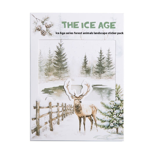 A set of 25 PET stickers featuring winter landscapes, ice castles, deer, wolves, and an ice queen in a snowy fantasy theme. - Image 5