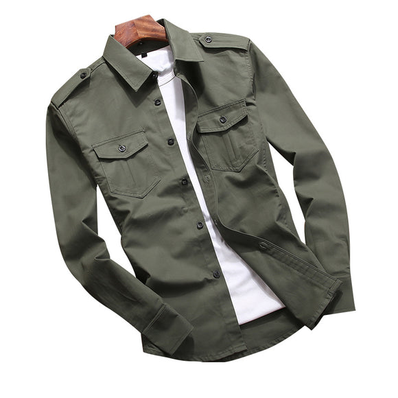 Camisa Casual de Algodón Puro Talla Grande para Hombre