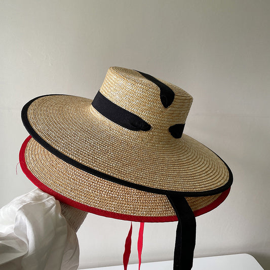 Sombrero Vintage de Ala Ancha con Correa Francesa