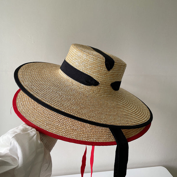 Sombrero Vintage de Ala Ancha con Correa Francesa