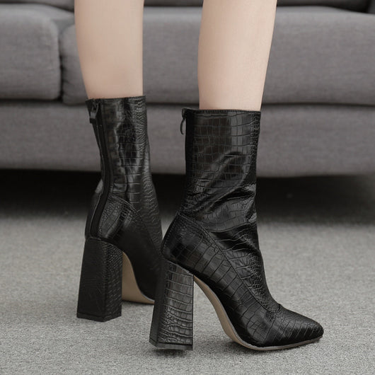 Botas Tacón Alto con Patrón de Piedras para Mujer - Image 9