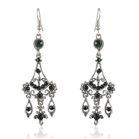 Aretes Vintage de Cobre y Vidrio Estilo Francés para Mujer - Image 3