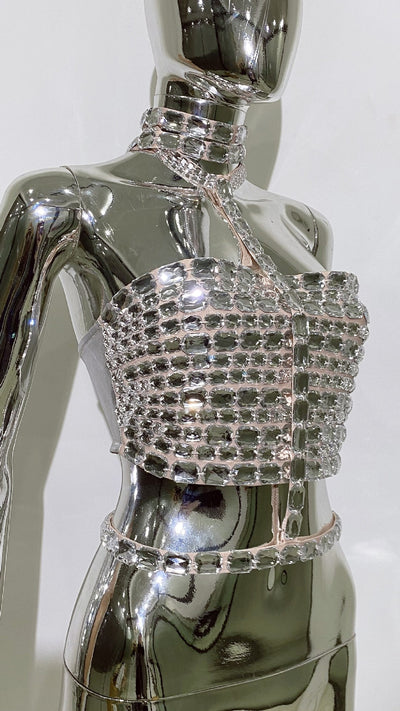 Top Tubo Bandage con Encaje y Strass Ajustable - Image 11