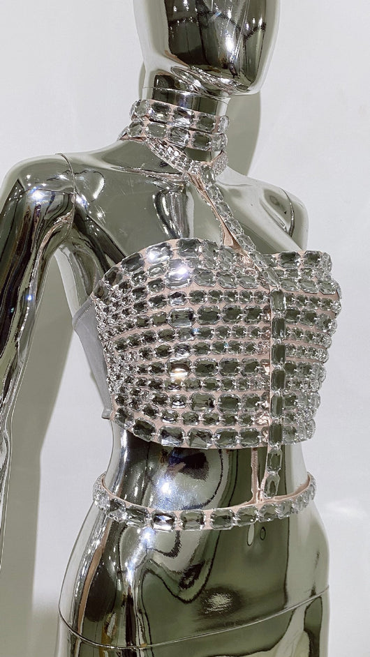 Top Tubo Bandage con Encaje y Strass Ajustable - Image 11