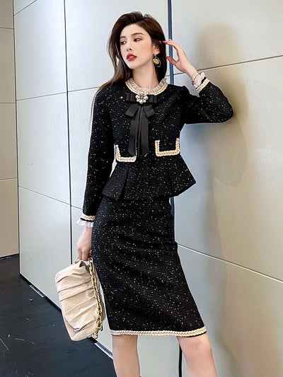 Conjunto Otoñal Elegante: Abrigo y Falda Estilo Occidental para Mujer - Image 11