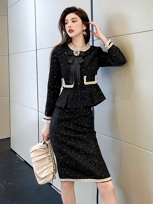 Conjunto Otoñal Elegante: Abrigo y Falda Estilo Occidental para Mujer - Image 11