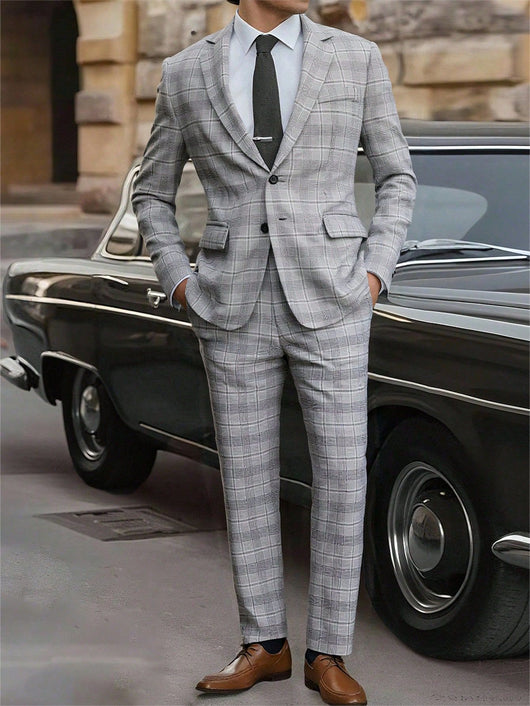 Traje Ejecutivo Slim Fit a Cuadros - Conjunto de Dos Piezas - Image 6