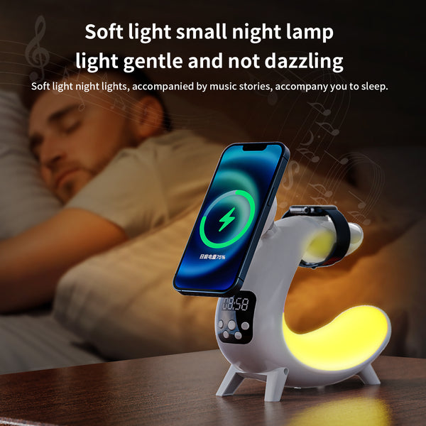 Lámpara de Noche Multifunción con Carga Inalámbrica