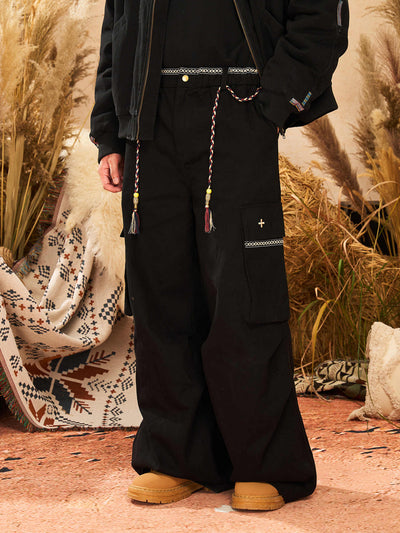 Pantalón de Trabajo Cintura con Lazo Pierna Recta Ancha - Image 10