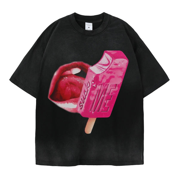 Camiseta Unisex de Manga Corta Estilo Street con Lavado Pesado