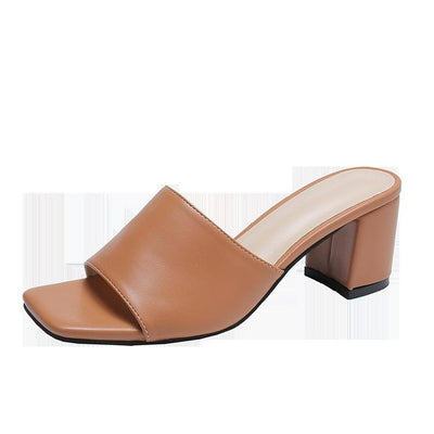 Sandalias y Pantuflas Talla Grande con Tacón Grueso y Punta Cuadrada - Image 11
