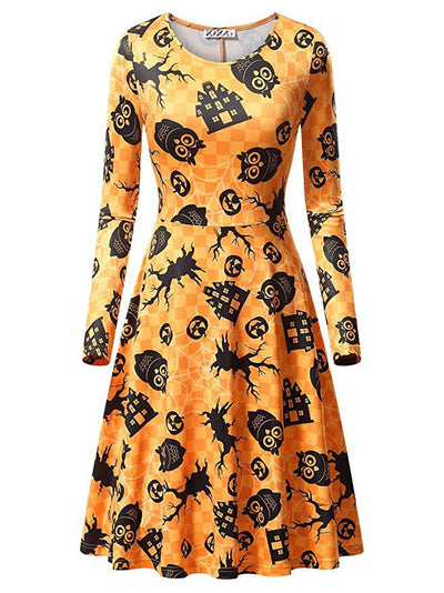 Vestido Largo de Manga Larga con Estampado de Calabaza para Halloween - Image 13