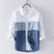 Camisa de Lino Hombre Manga 3/4 Combinada de Colores