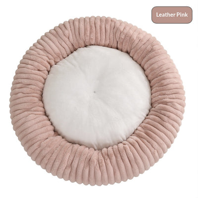 Cama Acolchada Redonda para Mascotas con Diseño de Rayas - Image 13