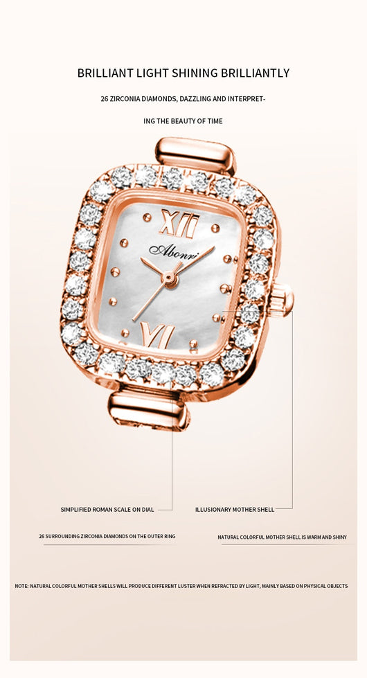Reloj de Cuarzo Dorado con Cristales y Esfera Cuadrada Pequeña - Image 16