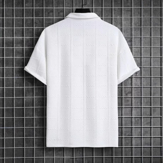 Polo Manga Corta Texturizado para Hombre con Cuello Solapa - Image 3