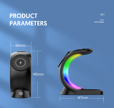Cargador Inalámbrico Magnético 4 en 1 con Luz Ambiente para iPhone, Apple Watch y AirPods Pro - Image 26