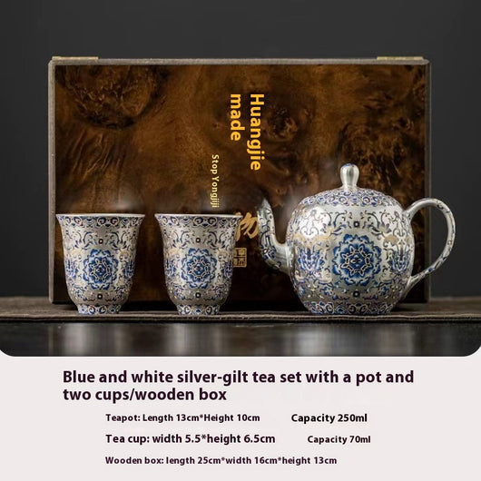 Juego de Té Taotie Chapado en Oro y Plata - Tetera Artesanal de Lujo - Image 7
