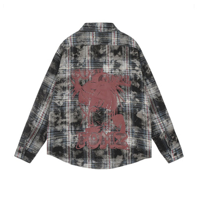 Camisa Cuadros Estilo Retro Americano con Estampado Vintage - Image 19