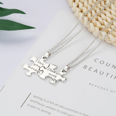 Collar Jigsaw Parejas Estilo Street Hip Hop Aleación - Image 10