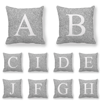 Funda de Almohada Gris con Letras Encriptadas - Tela Melocotón Premium