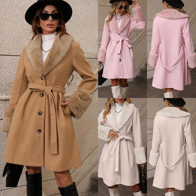 Abrigo Tipo Trench Cardigan para Mujer con Solapa y Cierre Simple