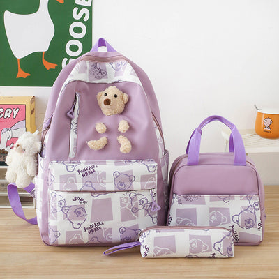 Set de 3 Piezas: Mochila Escolar con Diseño Osito y Lonchera para Niñas - Image 8
