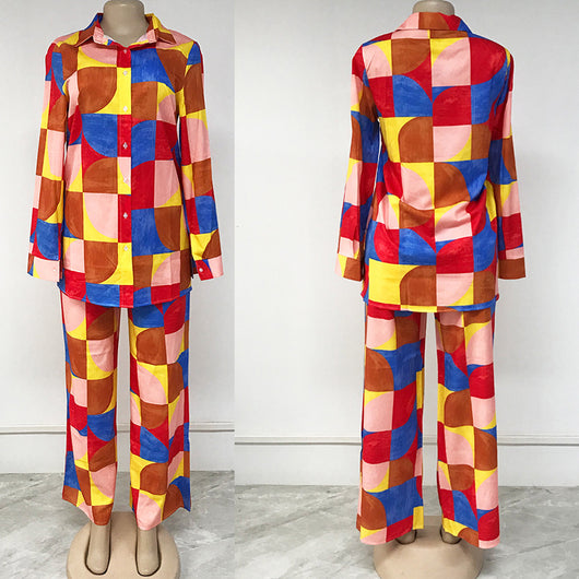 Conjunto Suelto de Blusa Estampada y Pantalón para Mujer - Image 11