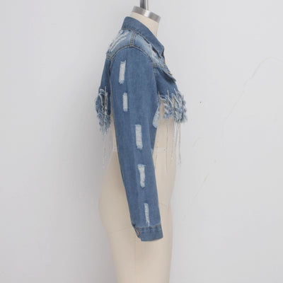 Chaqueta Denim Cropped para Mujer - Estilo Casual y Versátil - Image 13