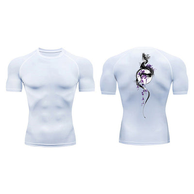Playera de Compresión Estampado Espada Manga Corta Verano Hombre - Image 47