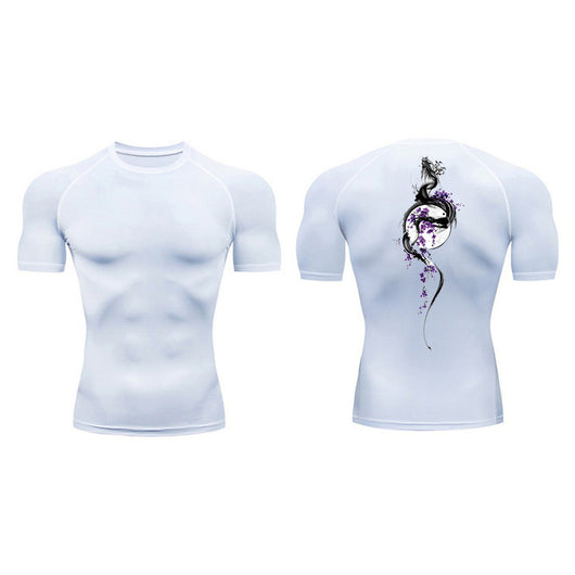 Playera de Compresión Estampado Espada Manga Corta Verano Hombre - Image 47