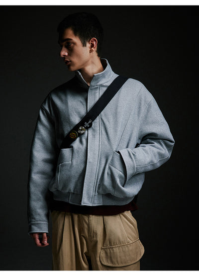 Abrigo de Lana Grueso con Cuello Alto Retro - Acolchado de Algodón para Hombre - Image 10