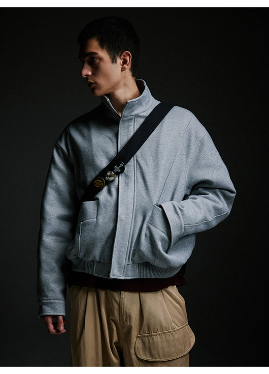 Abrigo de Lana Grueso con Cuello Alto Retro - Acolchado de Algodón para Hombre - Image 10