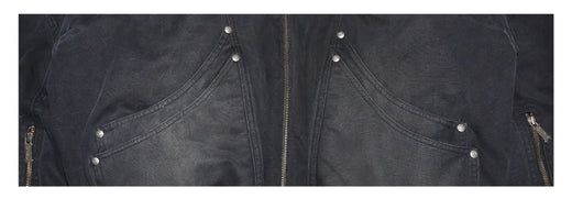 Chaqueta de Lona Lavada con Cuello de Piel y Tallado de Montaña Dividida - Image 5
