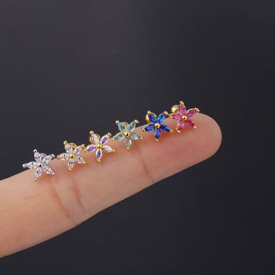 Piercing Flor Margarita Zirconia Multicolor - Acero Inoxidable Rosca Quirúrgica - Image 15