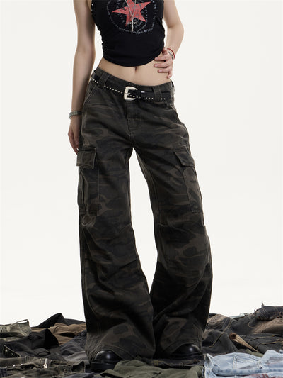 Pantalones Cargo Retro Camuflaje para Mujer - Corte Recto Oversized - Image 15